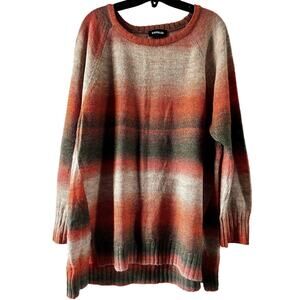 Express Women’s Medium Orange White & Gray Long Sleeve Pullover Sweater